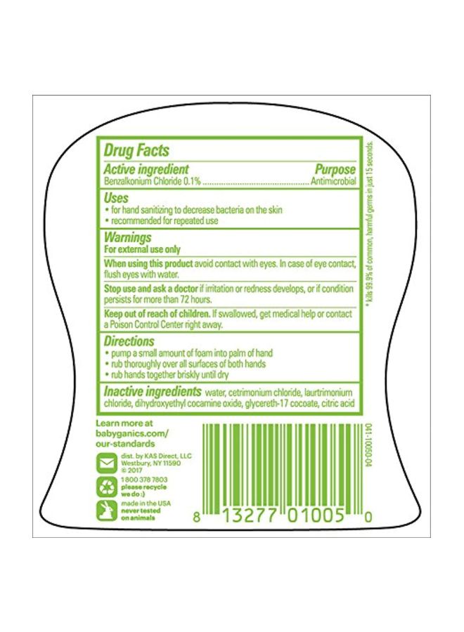 Babyganics - Pack Of 3 Alcohol-Free Foaming Hand Sanitizer - Image 1