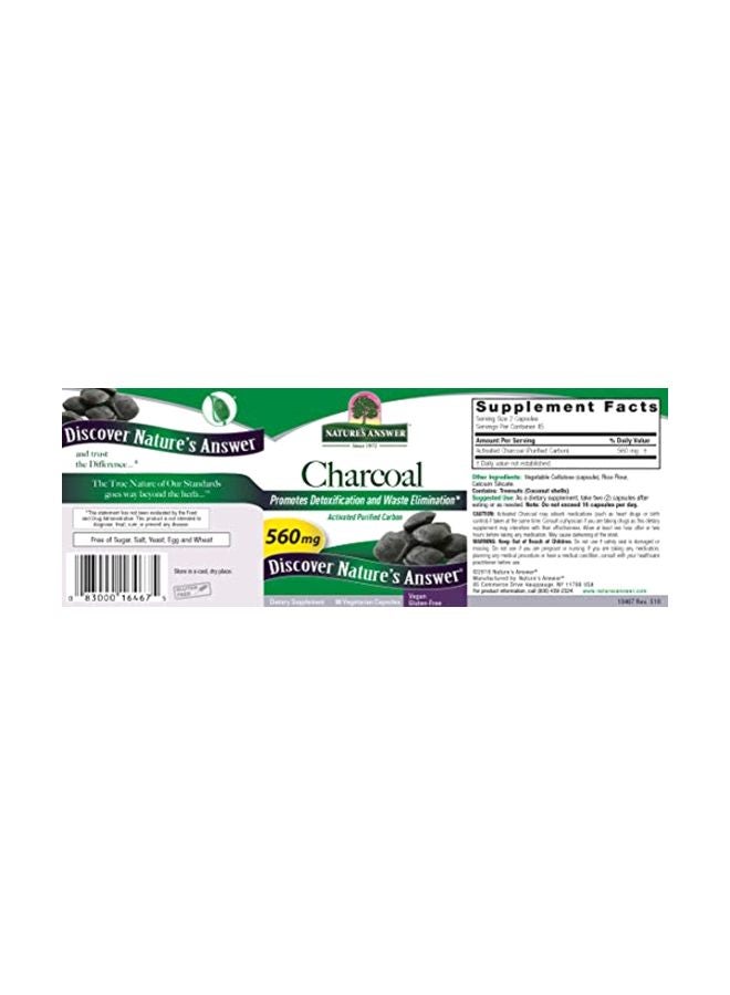 NATURE'S ANSWER Charcoal Promotes Detoxification And Waste Elimination 560 Mg 90 Veg Capsules  - Image 3