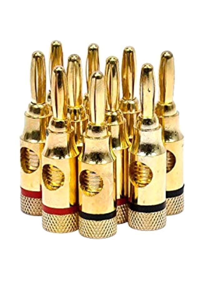 Monoprice 10-Piece Gold Plated Speaker Banana Plug Adaptor Connector Set Gold/Black/Red - Image 1