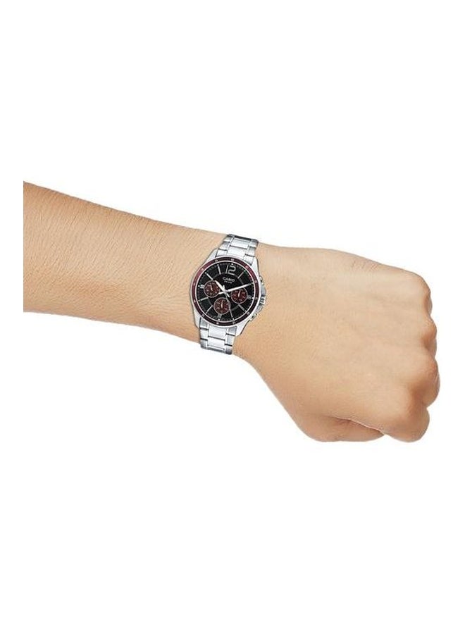 كاسيو ساعة يد كرونوغراف مقاومة للماء طراز MTP-1374D-5AVDF - 47 مم - فضي للرجال - Image 3