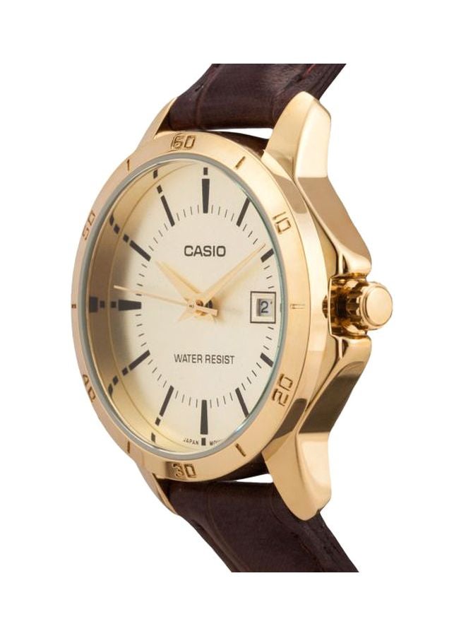 كاسيو ساعة يد بعقارب وسوار من الجلد طراز LTP-V004GL-9A - قياس 30 مم - لون بني للنساء - Image 3