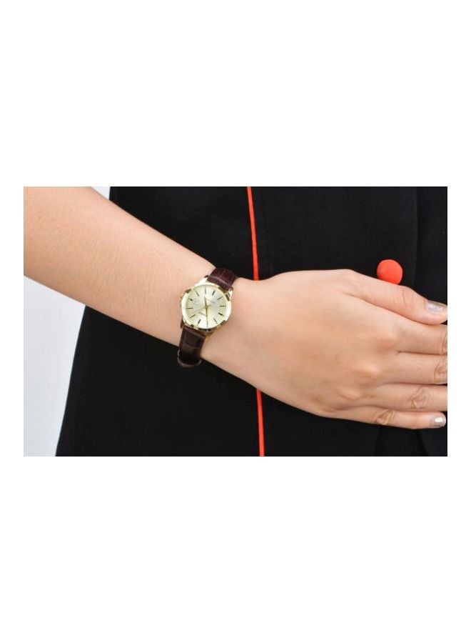 كاسيو ساعة يد بعقارب وسوار من الجلد طراز LTP-V004GL-9A - قياس 30 مم - لون بني للنساء - Image 4