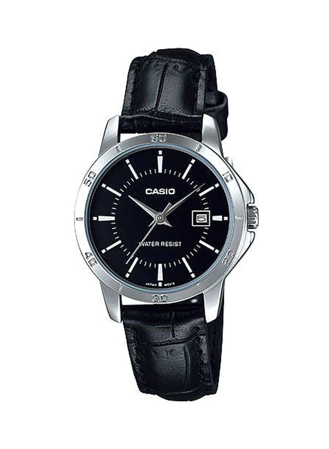 CASIO Women's Leather Analog Watch LTP-V004L-1A - 35 mm - Black - Image 1