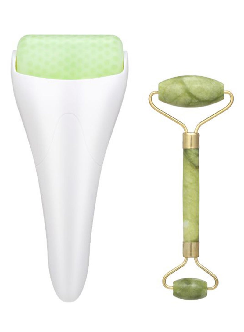 Ice Jade Roller Face Massager Green/White 14.5cm