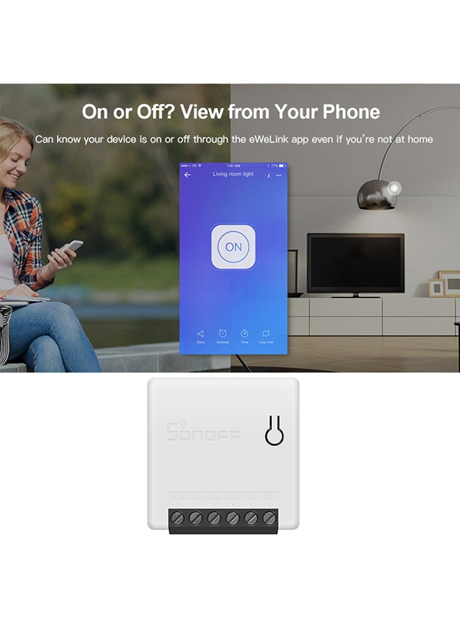 SONOFF - Mini Diy Two Way Smart Switch With Google Home/Nest Ifttt & Alexa White 0.042kg - Image 1
