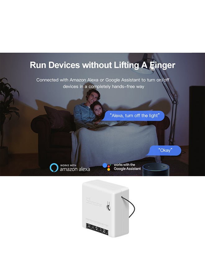 SONOFF - Mini Diy Two Way Smart Switch With Google Home/Nest Ifttt & Alexa White 0.042kg - Image 1