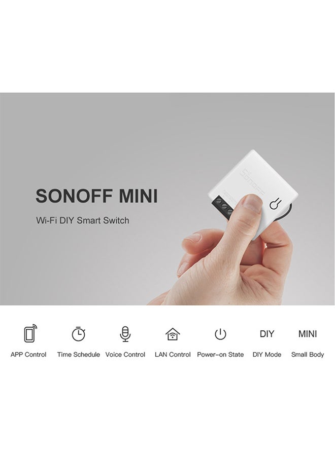 SONOFF - Mini Diy Two Way Smart Switch With Google Home/Nest Ifttt & Alexa White 0.042kg - Image 1