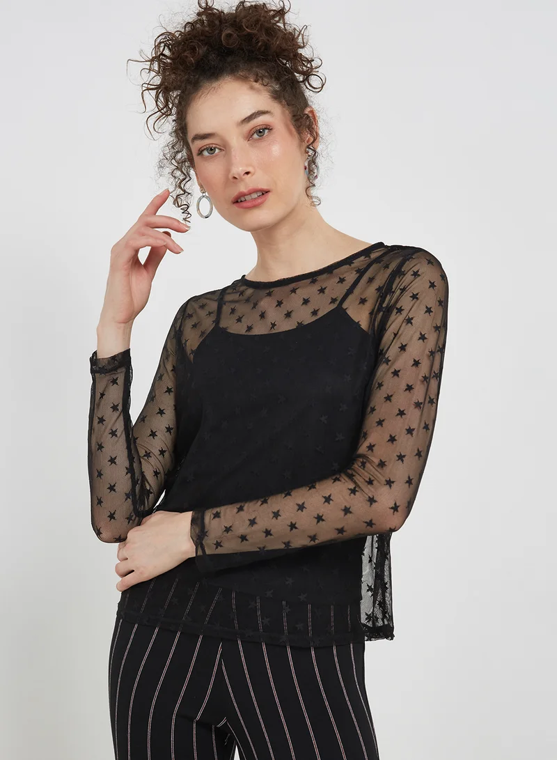 rue21 Star Printed Top Black
