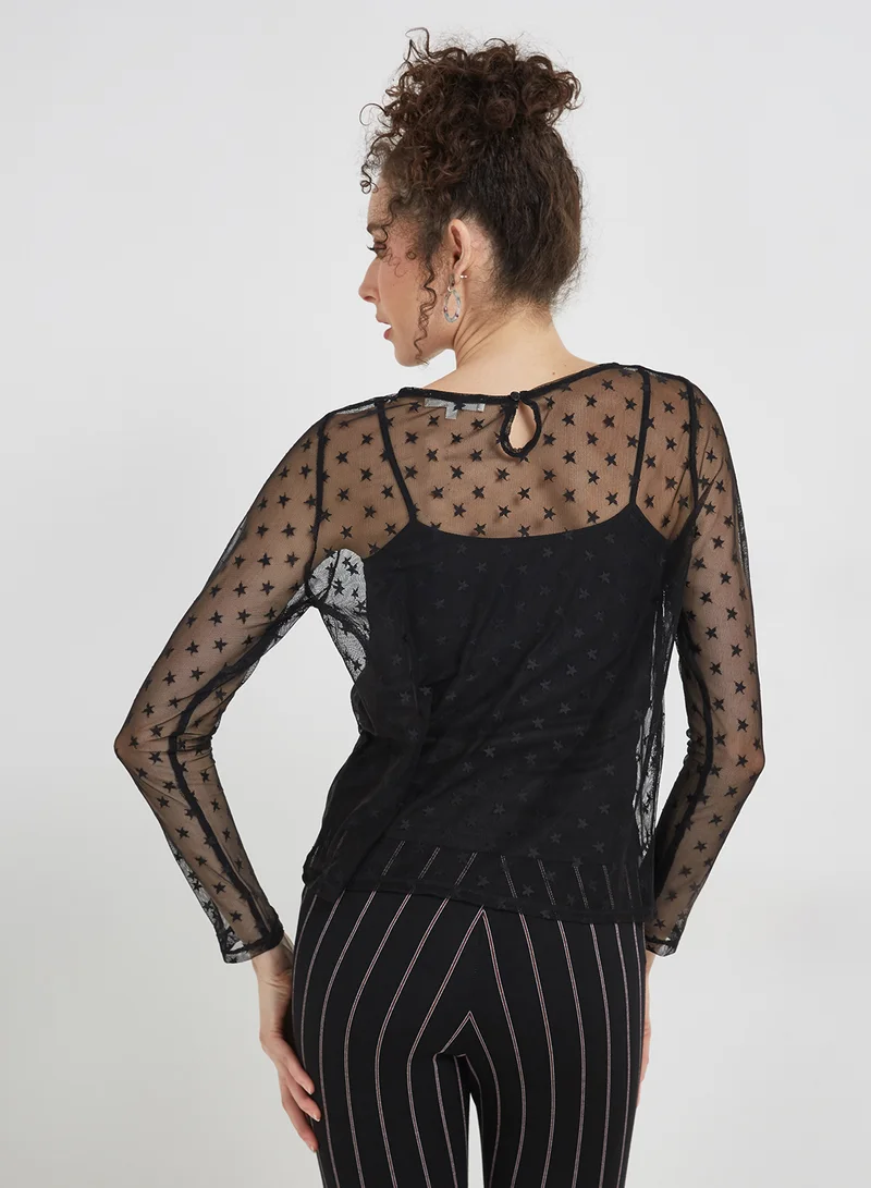 rue21 Star Printed Top Black