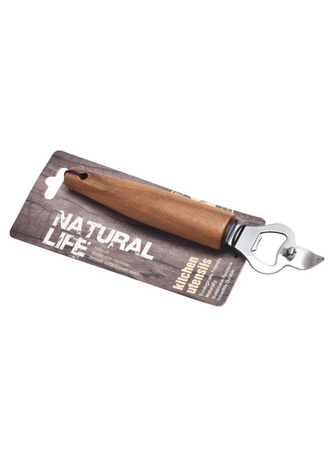 Natural Life Stainless Steel Bottle Opener Silver/Brown 20 x 4.3 x 2.5cm - Image 2