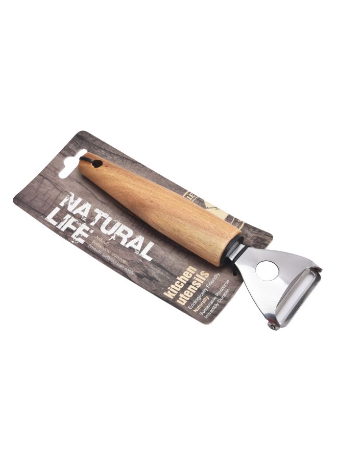 Natural Life Stainless Steel Peeler Silver/Brown 18.6 x 5.5 x 1.7cm - Image 2