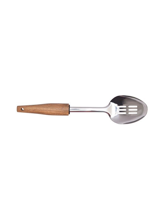 Natural Life Stainless Steel Slotted Serving Spoon Silver/Brown 31.7 x 7.2 x 5cm  - Image 1