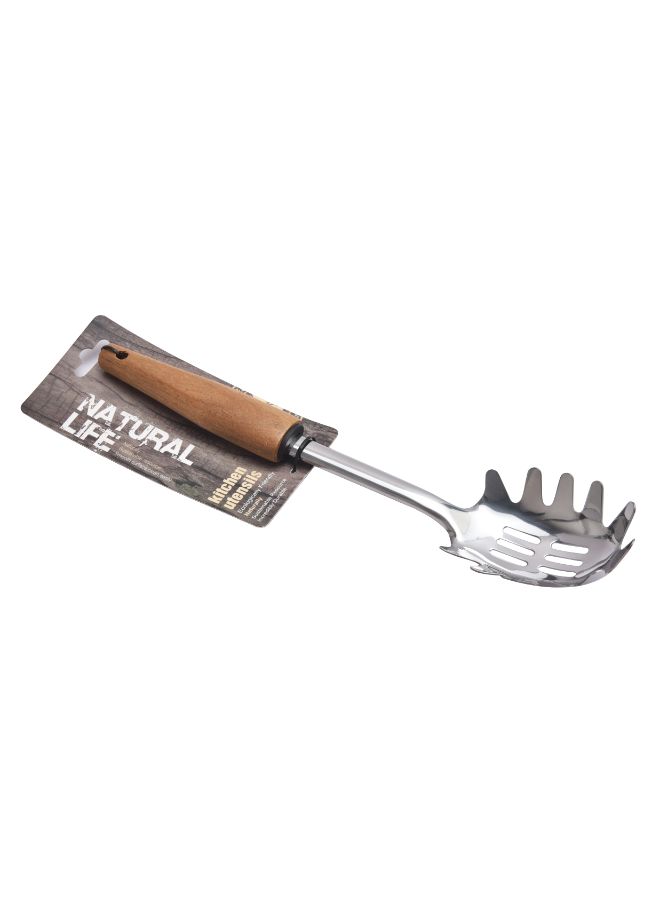 Natural Life Stainless Steel Spaghetti Server Silver/Brown 31.6 x 7.4 x 4cm - Image 2