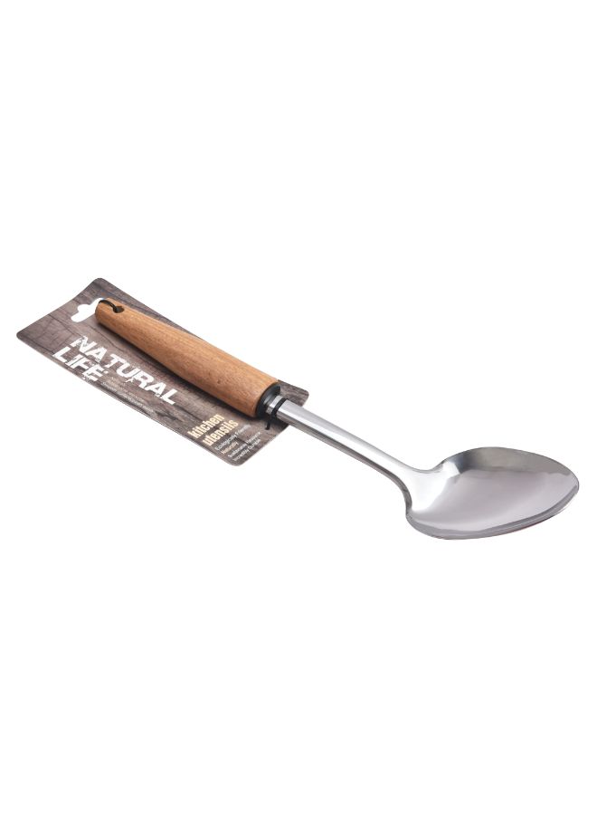 Natural Life Stainless Steel Serving Spoon Silver/Brown 31.8 x 7.2 x 5cm  - Image 2