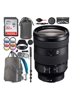 Sony FE 24-105mm F4 G OSS Full-Frame E-Mount Standard Zoom Lens SEL24105G with 67mm Multicoated UV, Polarizer & FLD Filter Kit Photography Backpack Bundle Multicolour  - Image 1
