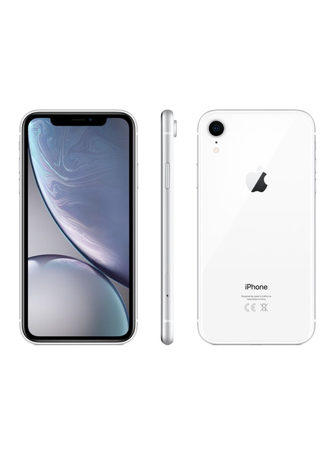 هاتف آيفون XR بشريحتين مزود بخاصية فيس تايم لون أبيض سعة 64 جيجابايت ويدعم خدمة 4G LTE
