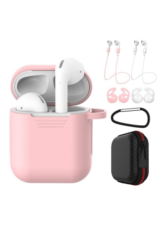 Generic - 7-Piece Earphones Protective Case Kit For Apple AirPods 1/2 Pink/White - Image 1