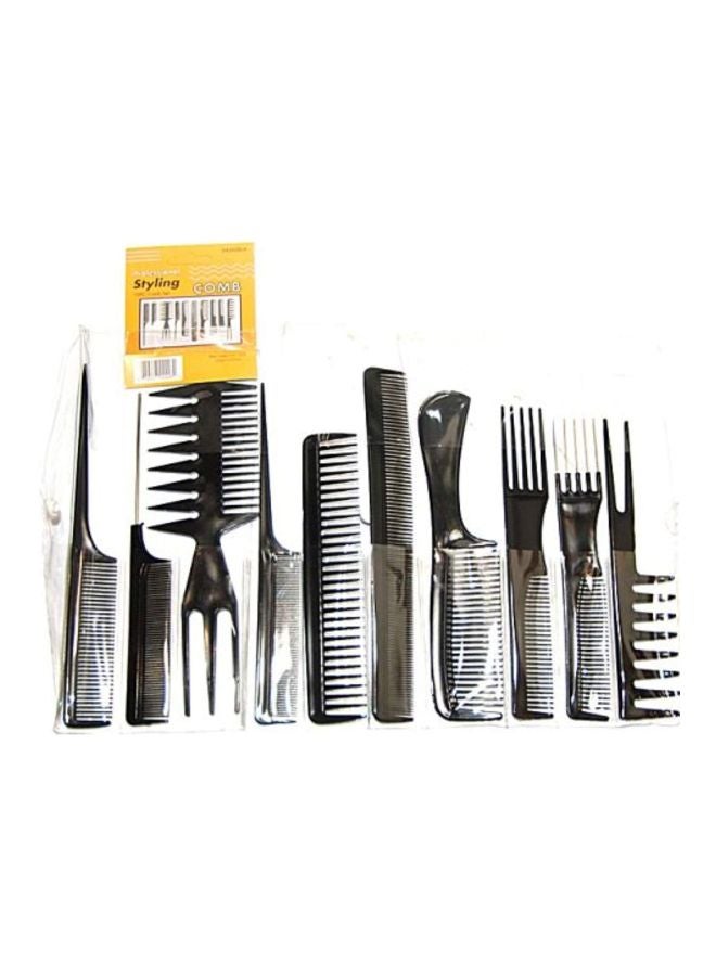 10-Piece Professional Styling Comb Set Black - Image 1