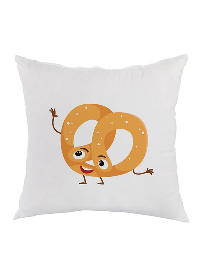Decalac Cute Cartoon Printed Throw Pillow White/Yellow/Brown 40x40cm