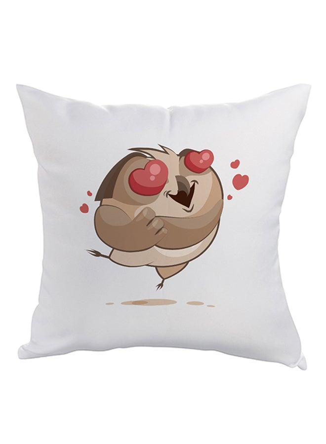 ديكالاك وسادة ديكور مزينة بطبعة رسمة كرتونية تعبر عن الحب أبيض/بني/أحمر 40x40سم