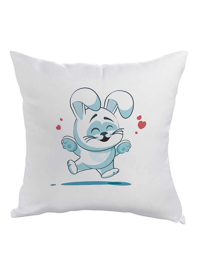 Bunny Printed Square Shaped Throw Pillow White/Blue/Red 40 x 40cm