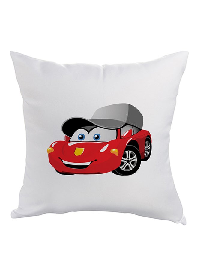 ديكالاك وسادة نوم مربعة الشكل وديكور أنيق بطبعة وجه الفراولة أبيض/أحمر 40 x 40سم