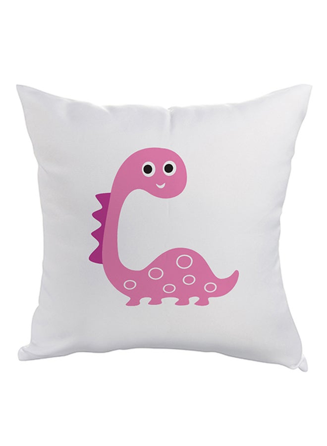 ديكالاك وسادة زينة مريحة ومزينة بطبعة مستوحاة من الرسومات الكرتونية أبيض/وردي/أسود 40 x 40سم