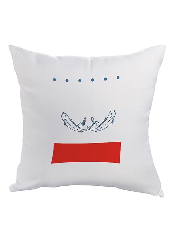 ديكالاك وسادة ديكور بشكل مربع ومزينة بطبعة أسماك أبيض/أزرق/أحمر 40 x 40سم