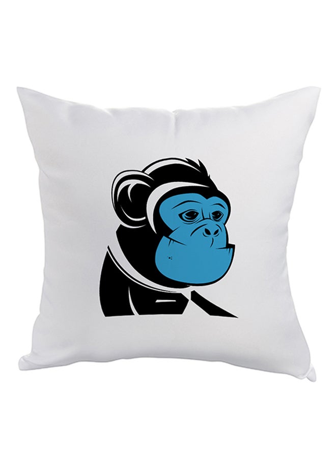 Decalac Monkey Printed Decorative Pillow White/Black/Blue 40 x 40cm