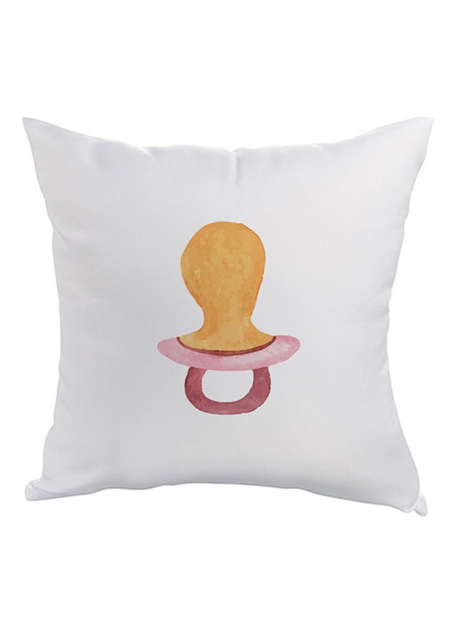 وسادة نوم مربعة الشكل وديكور أنيق بطبعة وجه الفراولة أبيض 40 x 40سم