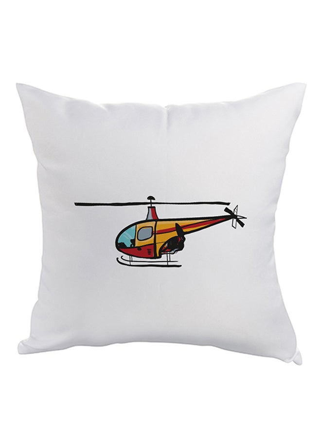 Helicopter Printed Throw Pillow White 40 x 40cm