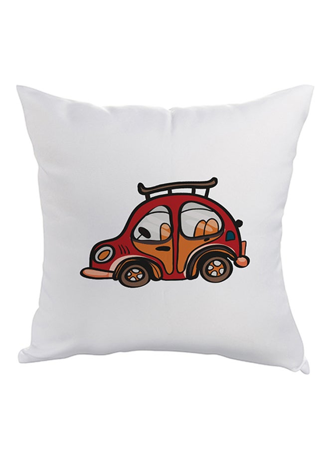 Comfortable Square Shaped Throw Pillow White/Red 40x40cm