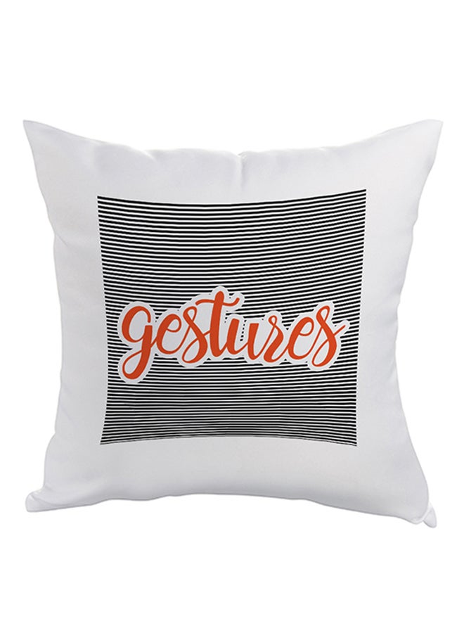 وسادة ديكور مربعة الشكل بطبعة كلمة "Gestures" أبيض/أسود/أحمر 40 x 40سم