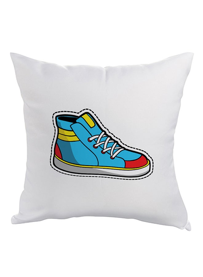 Decalac Shoe Printed Square Shaped Throw Pillow White/Blue/Red 40 x 40cm 
