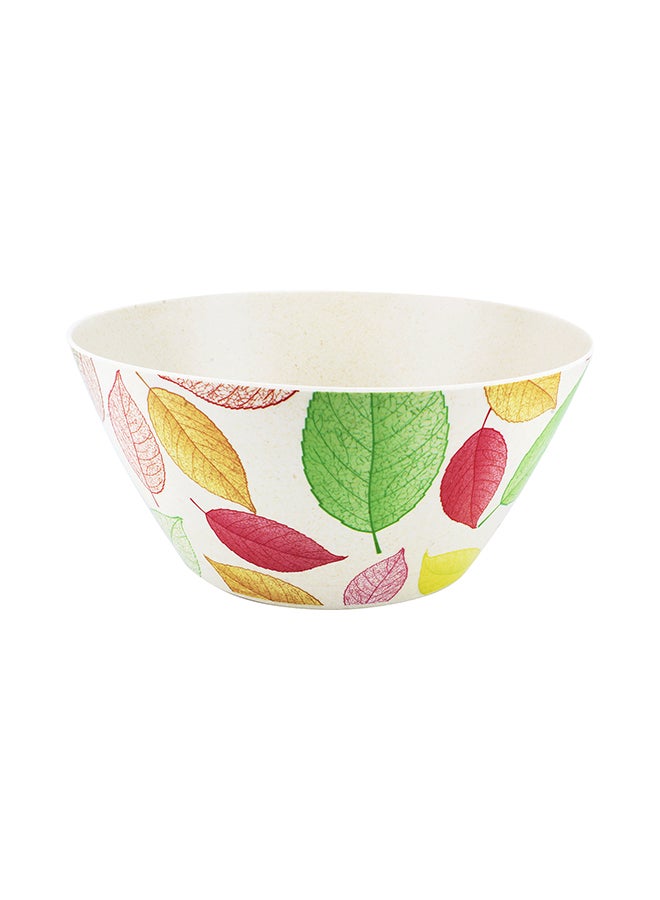 Bamboo Fibre Leaves Design Salad Bowl White 24x12.5cm - Image 1