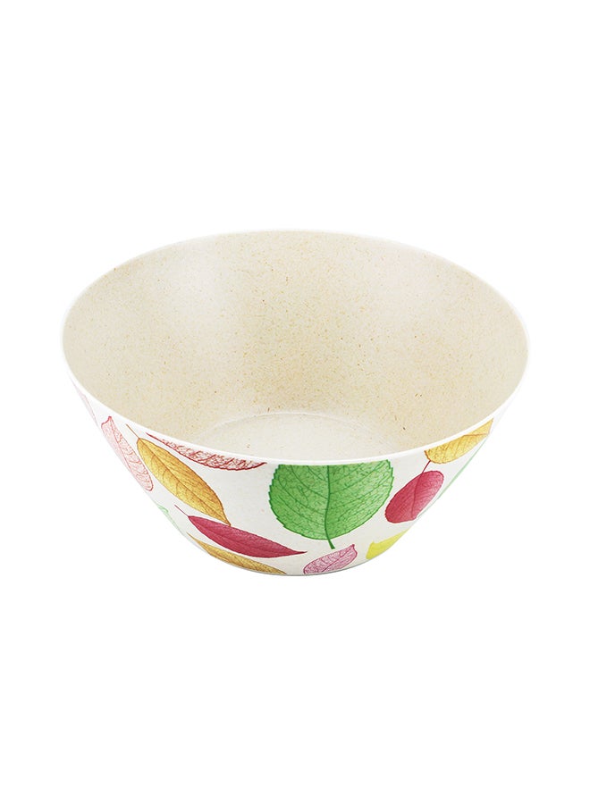 Bamboo Fibre Leaves Design Salad Bowl White 24x12.5cm - Image 2