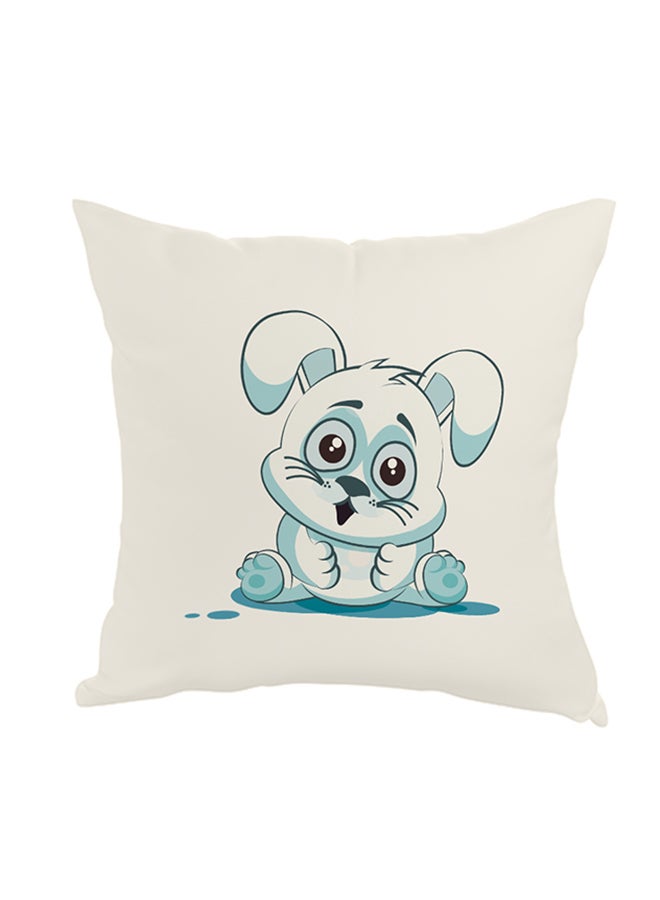 Printed Square Shaped Throw Pillow White/Blue 40 x 40cm