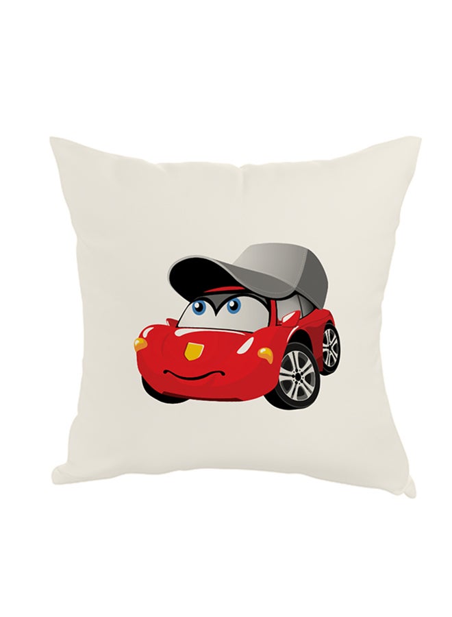 Decalac Comfortable Square Shaped Printed Throw Pillow White/Red 40 x 40cm