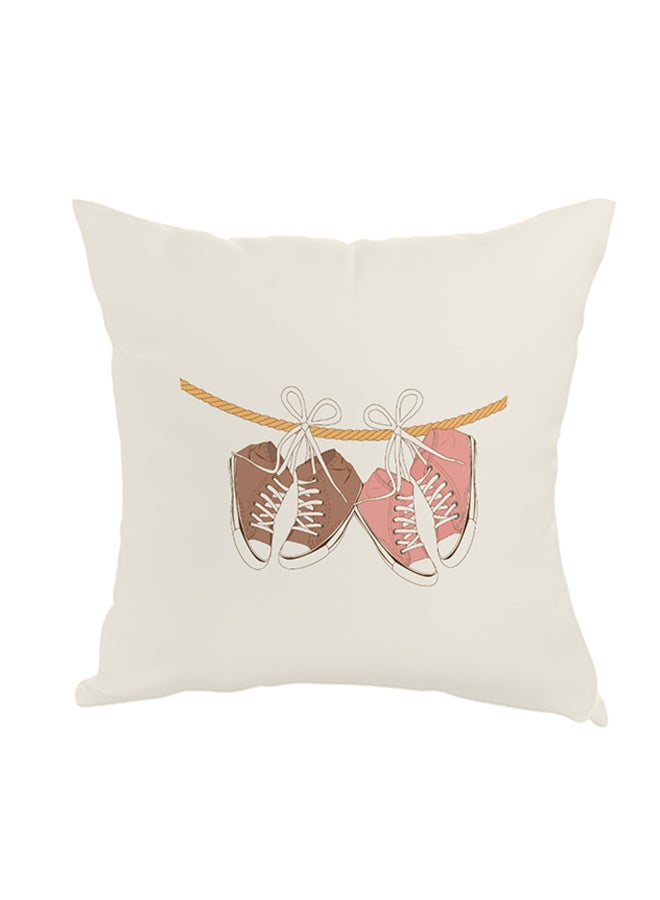Decorative Square Shaped Throw Pillow White 40 x 40cm