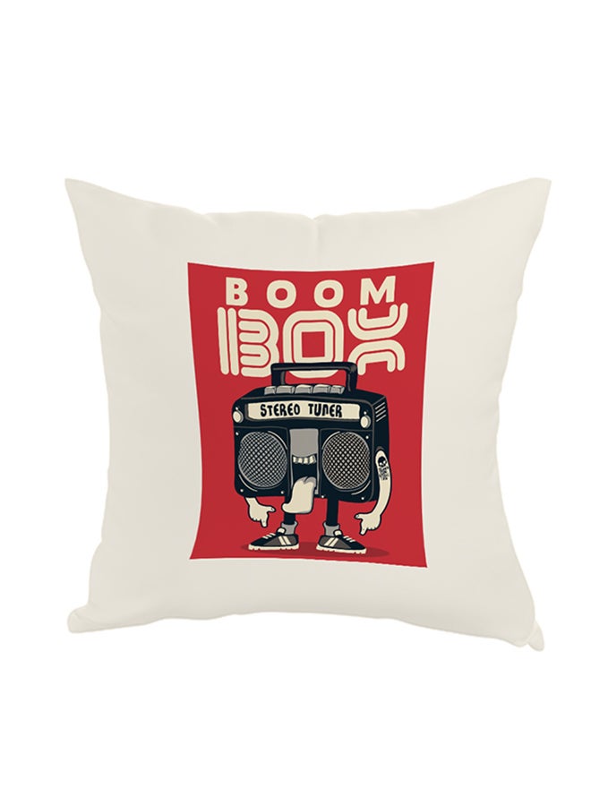 ديكالاك وسادة بطبعة راديو أبيض/أحمر/أسود 40 x 40سم