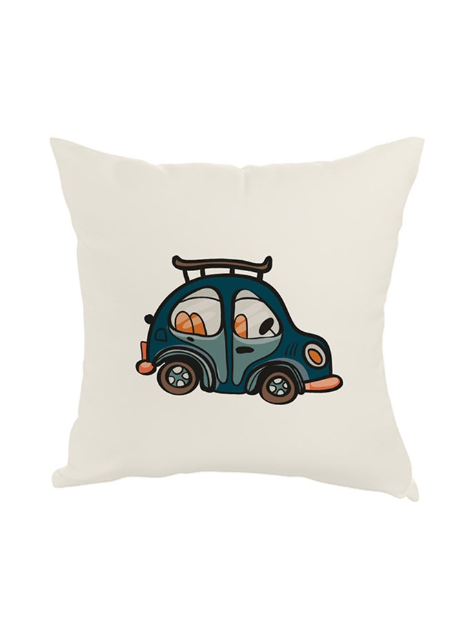 ديكالاك وسادة نوم مربعة الشكل وديكور أنيق بطبعة وجه الفراولة أزرق/ أبيض 40 x 40سم