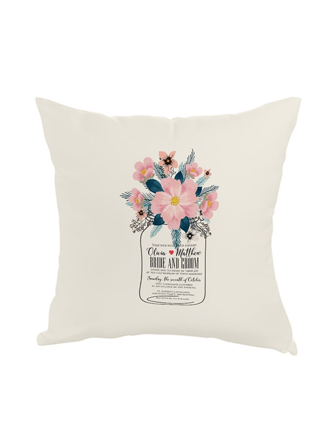 Flower Printed Square Shaped Throw Pillow Multicolour 40 x 40cm