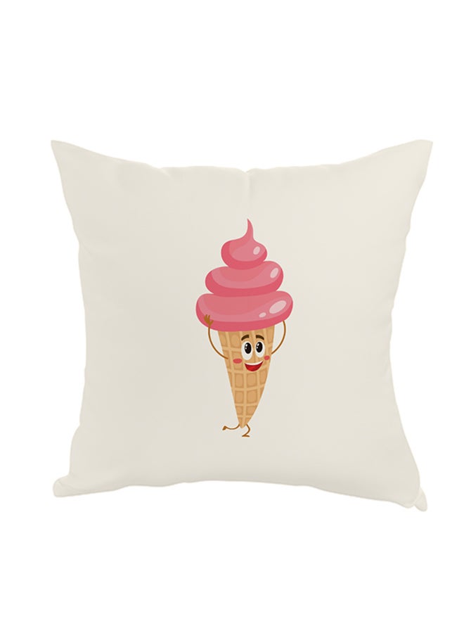 Decorative Square Shaped Throw Pillow White 40 x 40cm