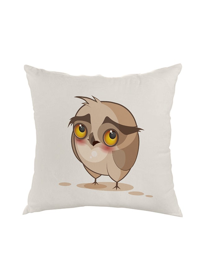 Printed Square Shaped Throw Pillow White/Brown 40 x 40cm