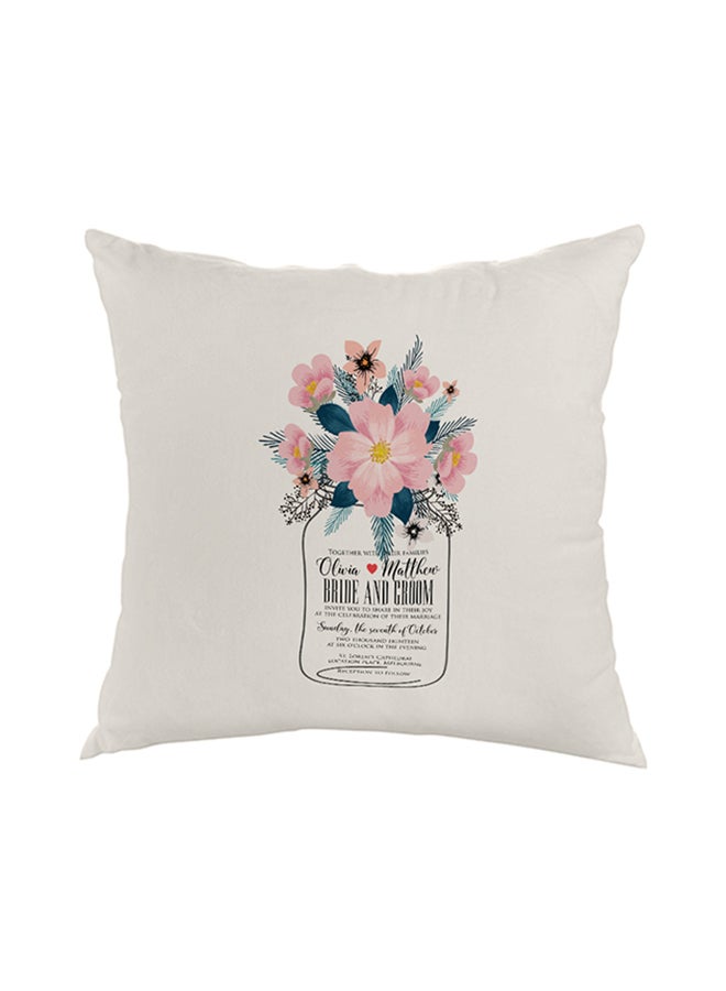 Decalac Comfortable Square Shaped Throw Pillow White/Green/Pink 40 x 40cm