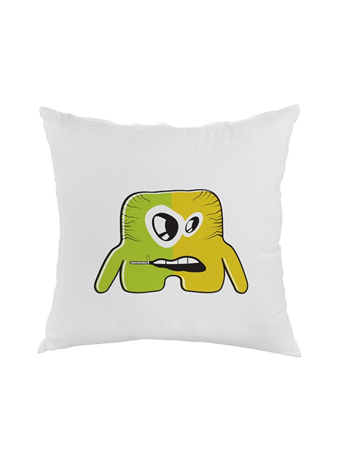 وسادة نوم بطبعة مربعة الشكل أبيض/أخضر/أصفر 40 x 40سم