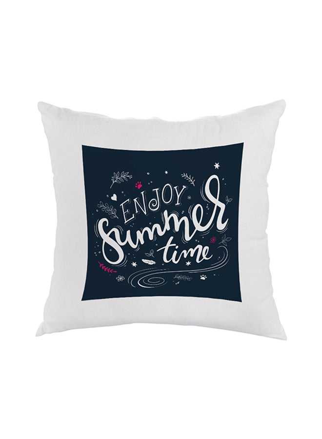 وسادة زينة بتصميم مربع بطبعة عبارة "Enjoy Summer Time" أبيض/ أسود 40 x 40سم