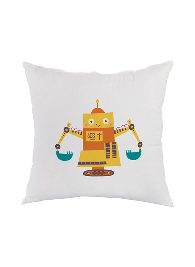 Decalac Printed Square Shaped Throw Pillow White/Yellow/Blue 40 x 40cm