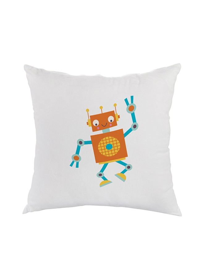 Decalac Robot Printed Throw Pillow White/Blue/Orange 40x40cm