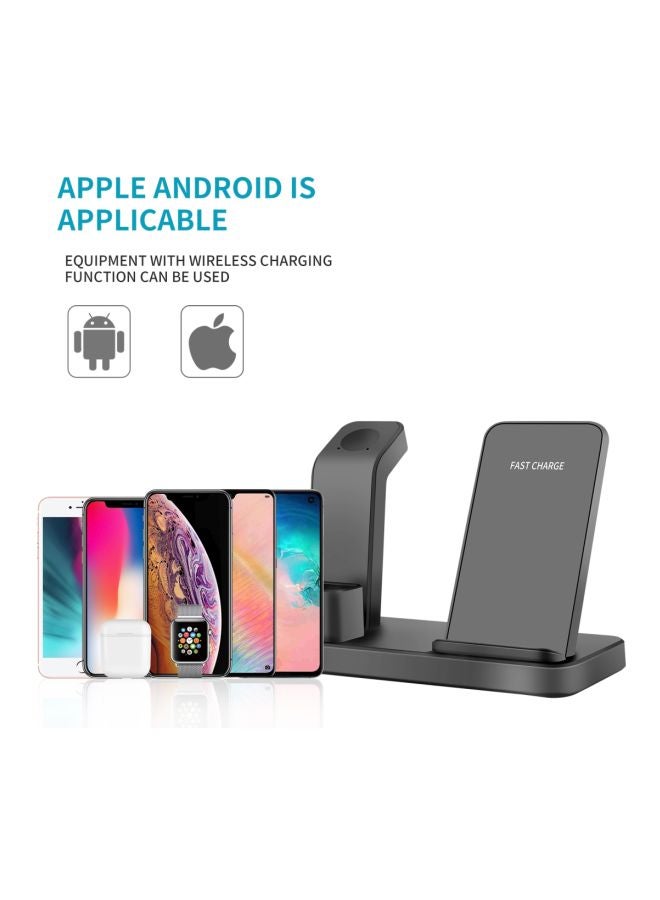 3-In-1 Quick Wireless Charging Stand For Apple iPhone/iWatch/AirPods Grey